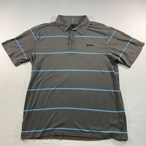 Rip Curl Mens Striped Polo Shirt Grey Turquoise Red Short Sleeve Large L